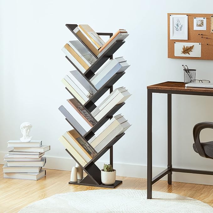 HOOBRO Tree Bookshelf, 9-Tier Bookcase Wooden Shelves, Floor Standing Storage - Image 8