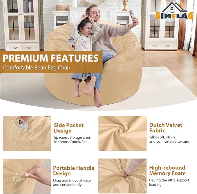 3FT Bean Bag Chair, Comfy Bean Bag Chairs - Image 5