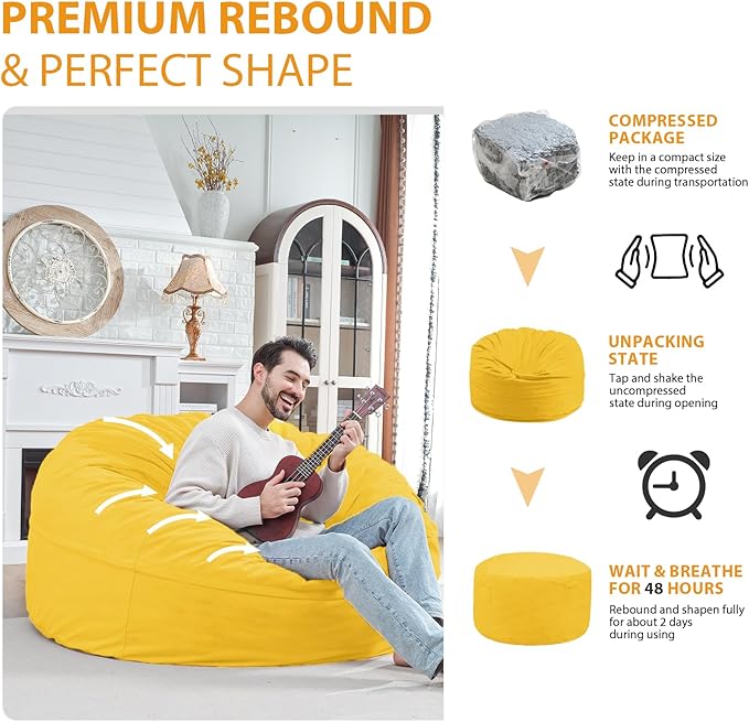 5FT Bean Bag Chair, Large Bean Bag Chairs - Image 6