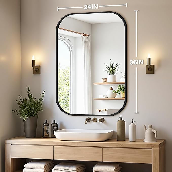 Bathroom Mirrors for Over Sink, 24x36 Black Vanity Mirror for Bathroom Sink - Image 2