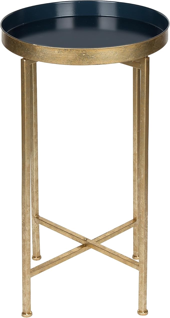 Kate and Laurel Celia Round Metal Foldable Tray Accent Table - Image 3