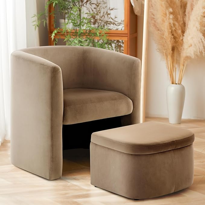 COLAMY Upholstered Velvet Barrel Accent Chair by COLAMYINC