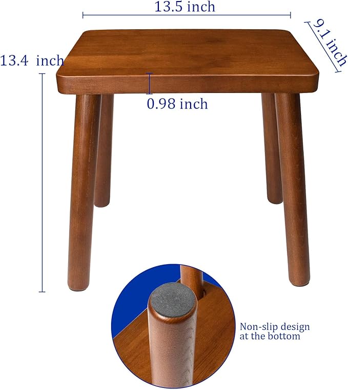 13.4inch Wooden Step Stool for Adults, Small Wooden Stool - Image 6