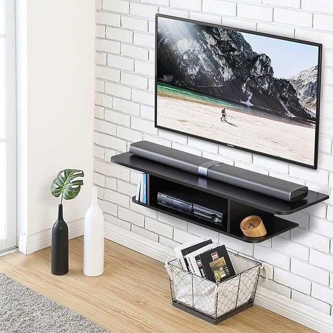 BiJun Floating TV Shelf, Entertainment Center Wall Mounted Media Console Router - Image 4