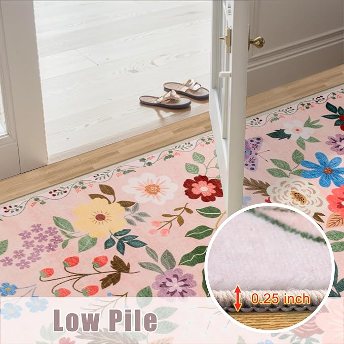 10x14 Area Rugs for Living Room: Floral Washable Rug Vintage Large Soft Boho - Image 8