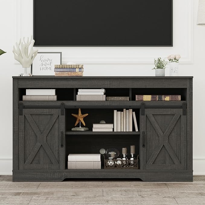 RoyalCraft Farmhouse TV Stand for 65+ Inch TV, Rustic Wood Media Console by Bringyoubetterlife