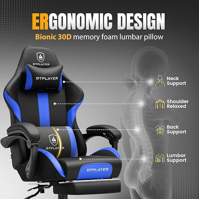 GTRACING Gaming Chair with Foot Rest & Pocket Spring Cushion, Ergonomic High - Image 5