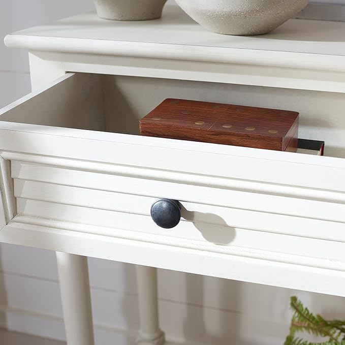 Safavieh Home Collection Tate Distressed White 2-Drawer Bottom Shelf Console - Image 3
