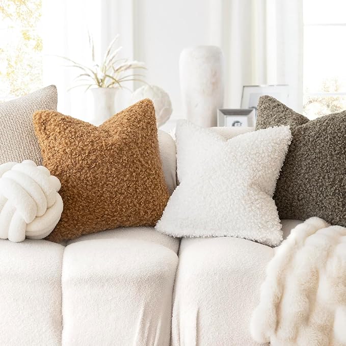 Foindtower 2 Pieces 16x16 Inch Sage Green, Faux Fur Throw Pillow Cover Accent - Image 4