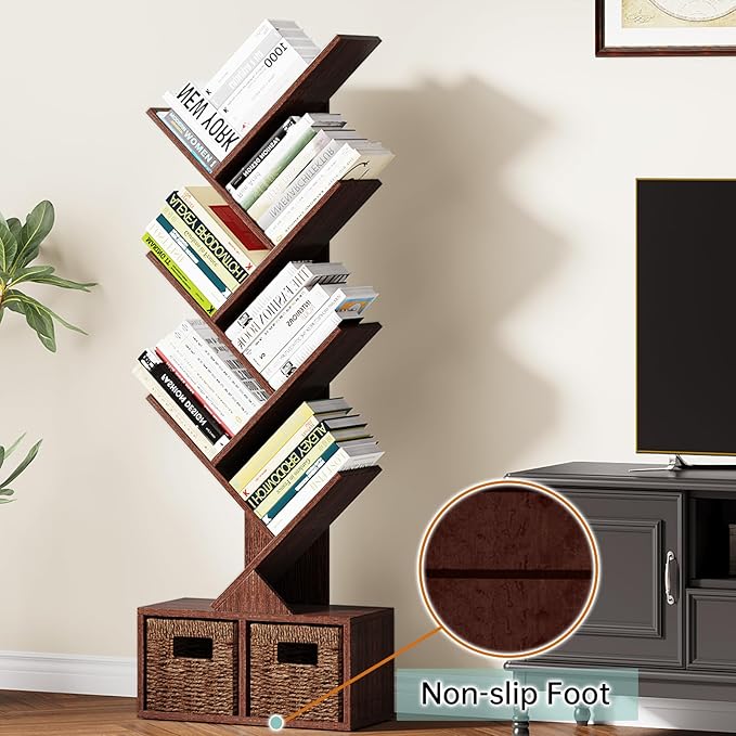 Vagusicc Tree Bookshelf, 6 Tier Bookshelf - Image 6