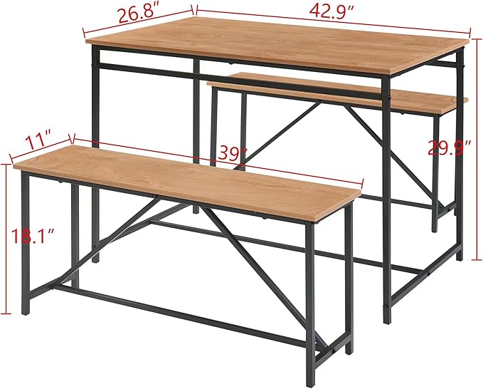 Panana 3 Piece Dining Room Table Set 43 Inch Kitchen Table - Image 4