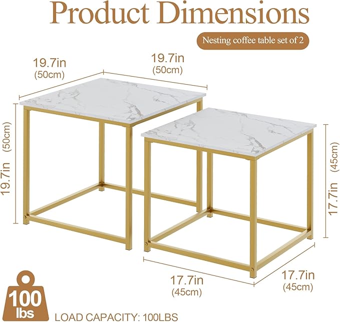 Garden 4 you Coffee Table Set of 2, Modern Engineered Wood Nesting Table - Image 2