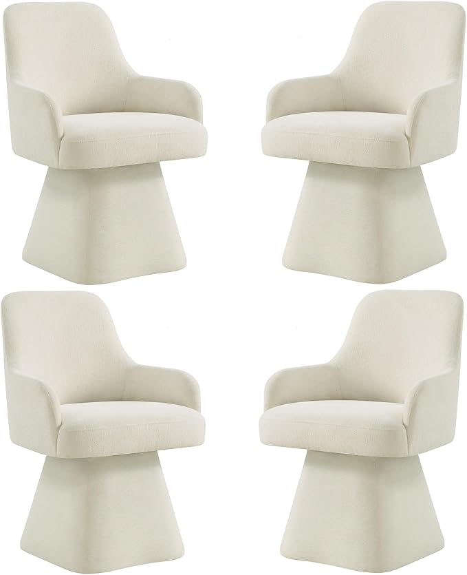Swivel Dining Chairs Set of 4, Mid Century Modern Chairs Fabric Upholstered by Kislot