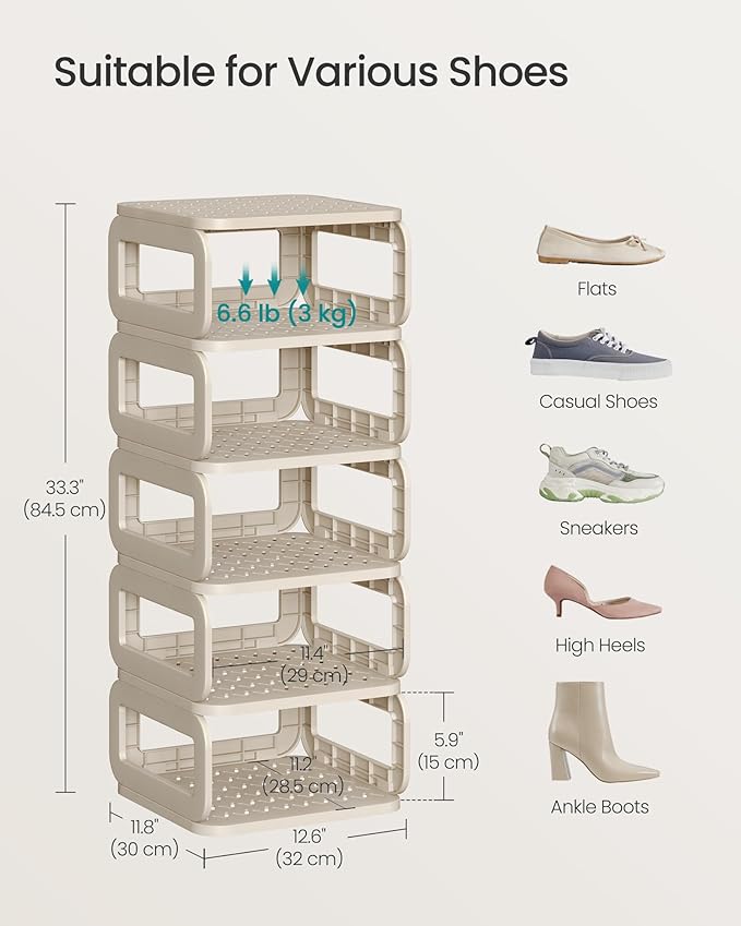 SONGMICS Shoe Rack, Shoe Organizer, 6 Shelves, Shoe Storage, Narrow Shoe Shelf - Image 6