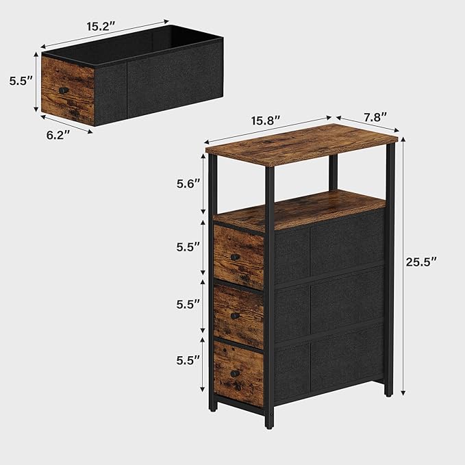 TUTOTAK Narrow Night Stand, Slim End Table, Tall Side Table - Image 3