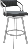 Armen Living Capri Modern 30" Seat Height Gray Faux Leather and Brushed by ArmenLiving
