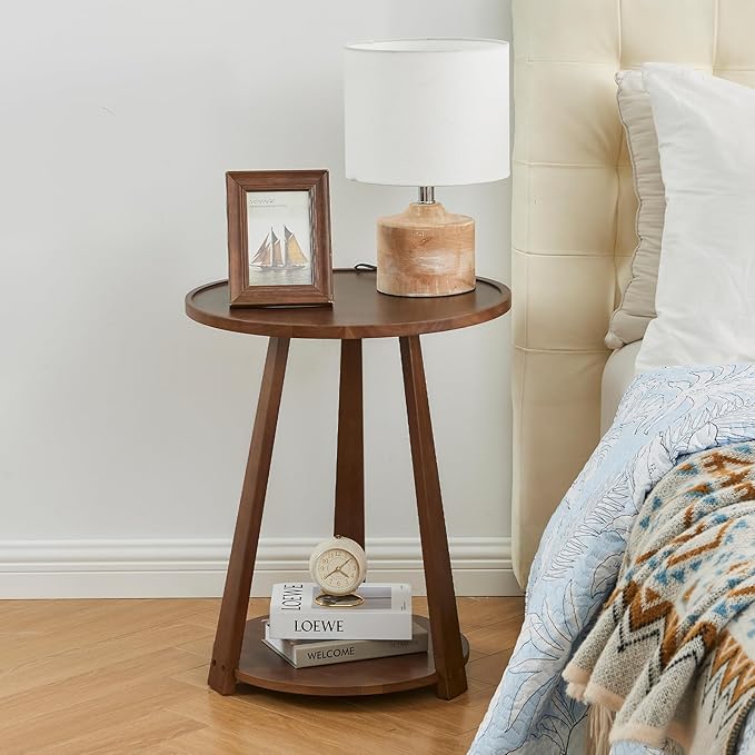 Uniclinens Round End Table, Solid Wood Round Side Coffee Table, Small Bedside by Uniclinens