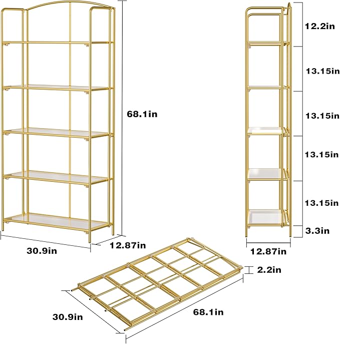 Crofy No Assembly Folding Bookshelf - Image 3