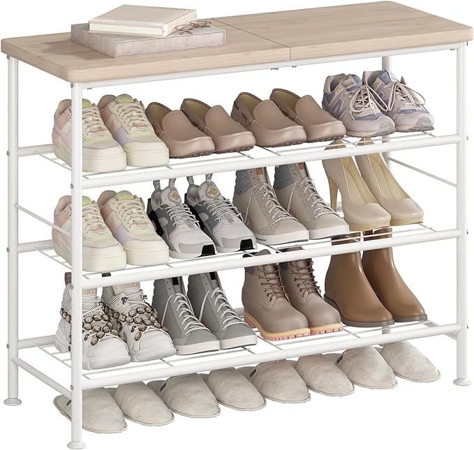 Shoe Rack Organizer 4 Tier for Closet Entryway Free Standing Metal Storage Shoe by MAKELIFESIMPLE