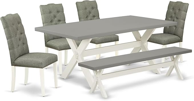 East West Furniture X097EL207-6 6 Piece Kitchen Table Set Contains a Rectangle by EastWestFurniture