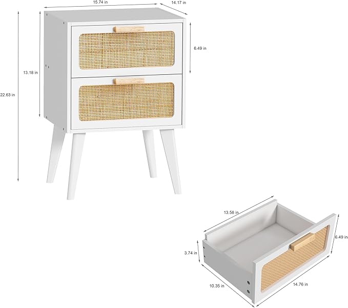 Rattan Nightstand, Wood End Table, Side Table - Image 3