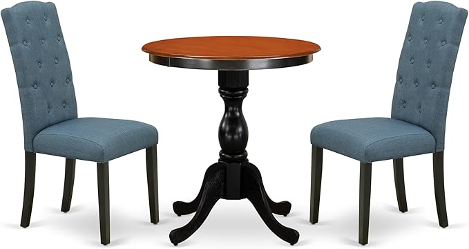 East West Furniture ESCE3-BCH-21 3 Piece Dining Room Table Set Contains a Round by EastWestFurniture