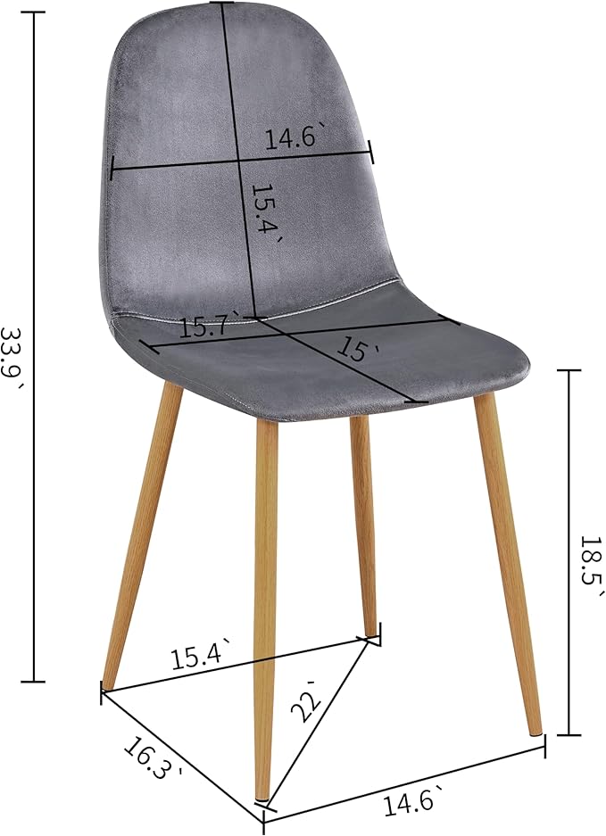 FurnitureR Dining Chairs Set of 4, Velvet Dining Room Seating, Upholstered - Image 3