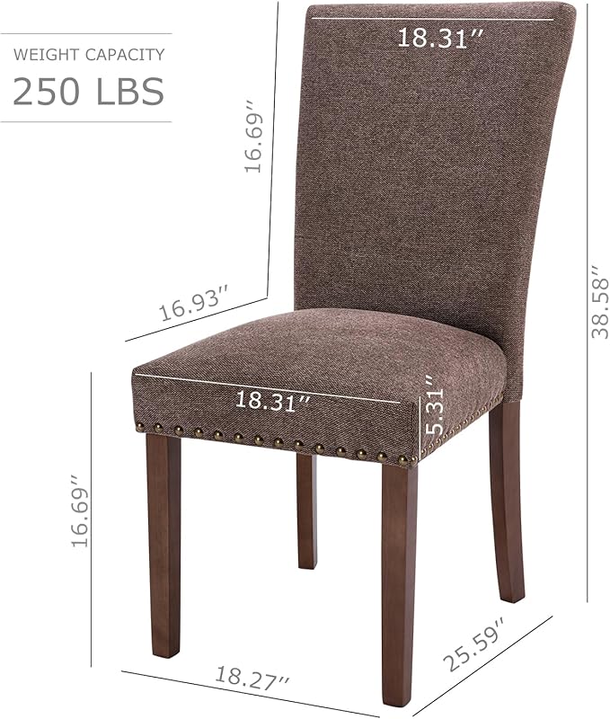 COLAMY Upholstered Parsons Dining Chairs Set of 4, Fabric Dining Room Kitchen - Image 2