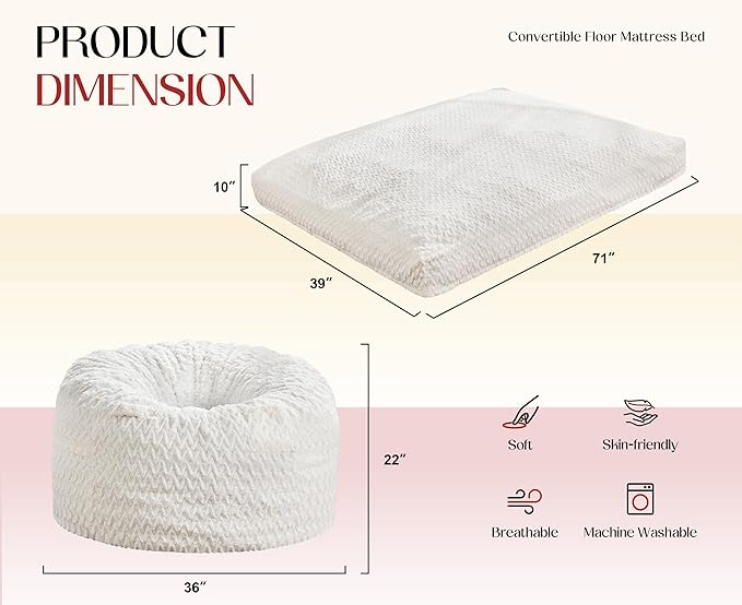 Hobestluk Bean Bag Chair Convertible Beanbag Chairs - Image 2