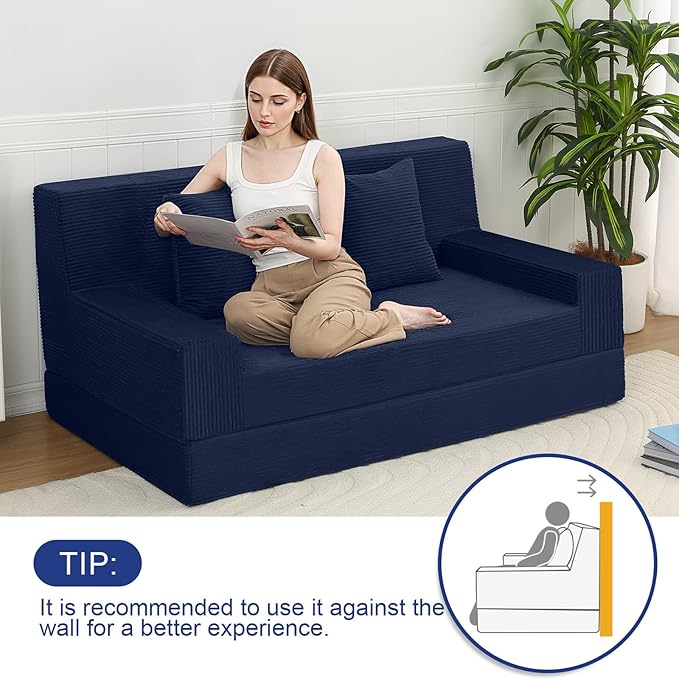 MeMoreCool Boneless Folding Sofa Bed Queen, Corduroy Convertible Sleeper Chair - Image 3