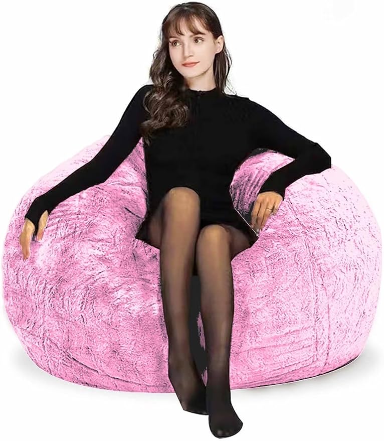 Bean Bag Chair for Adults Kids Without Filling Comfy Fluffy Round Beanbag Lazy by FunnyFurnitureforYourHous