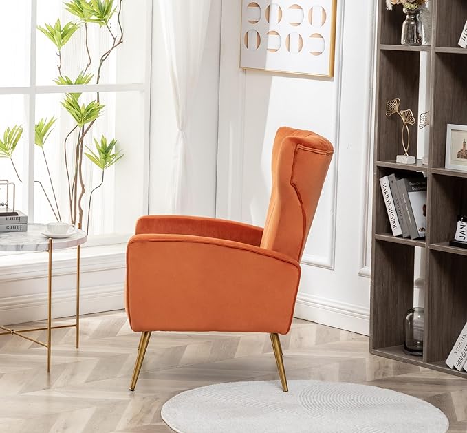 Container Furniture Direct Modern Velvet Accent Chair, Channel Tufted Bedroom - Image 8