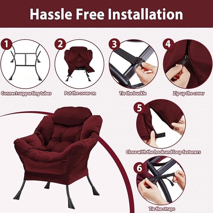 Lazy Chair Thick Padded, Comfy Velvet Accent Lounge Chair - Image 7