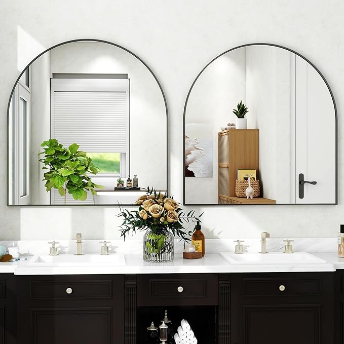 31"x32" Arched Wall Mirror for Bathroom, Living Room, Decorative Hanging Mirror - Image 9