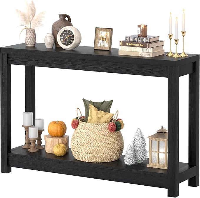 47" Farmhouse Wood Entryway Table Narrow Console Table by Besiost