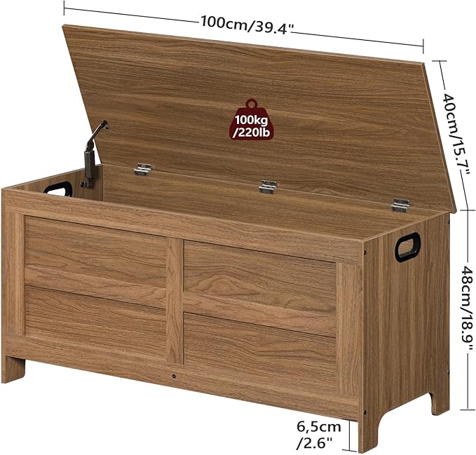 Storage Chest, 39.4” Large Toy Chest, Entryway Storage Trunk, Storage Bench - Image 2