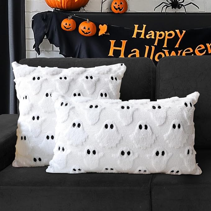 4TH Emotion Halloween Ghost Decorative Pillow Covers 20x20 Set of 2 - Image 4