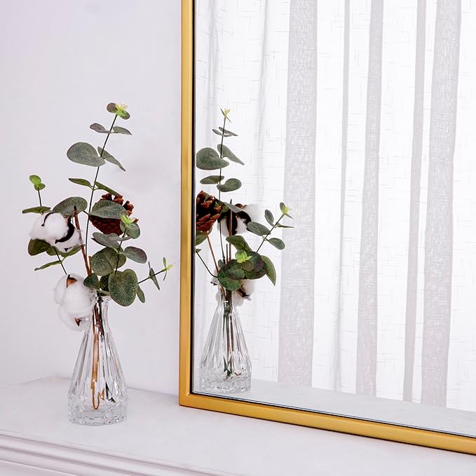 Chende Large Gold Mirror with Arched Top, Modern Decorative Mirror with Wooden - Image 4