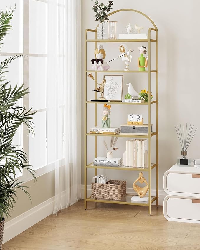 Bookcase Bookshelf, Tempered Glass Bookshelves, Slim Shelving Unit - Image 7