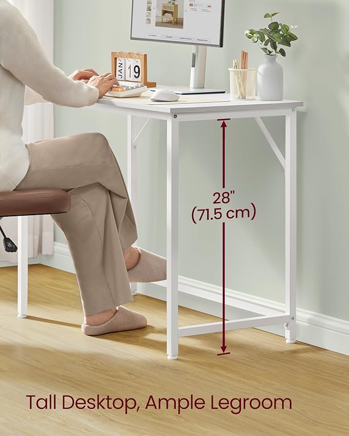 VASAGLE Computer Desk, Office Work Desk, 19.7 x 39.4 x 29.9 Inches, - Image 3