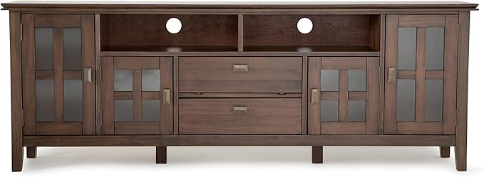 SIMPLIHOME Artisan SOLID WOOD 72 Inch Wide Transitional TV Media Stand in - Image 4