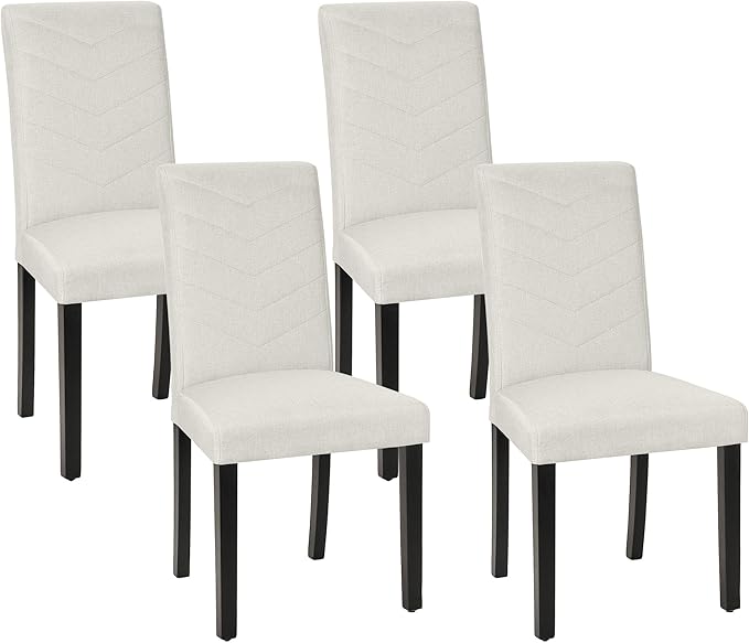 VECELO Upholstered Dining Chairs Set of 4, Fabric Wood Legs High Back by VECELO