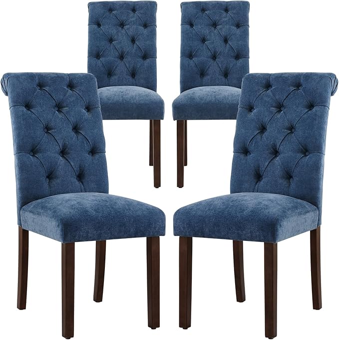 COLAMY Button Tufted Dining Chairs Set of 4, Parsons Upholstered Fabric Dining by COLAMYINC