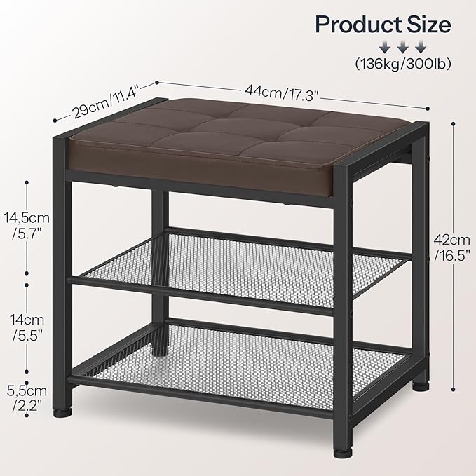 HOOBRO Small Shoe Bench, 3-Tier Shoe Rack, Shoe Storage Bench - Image 3