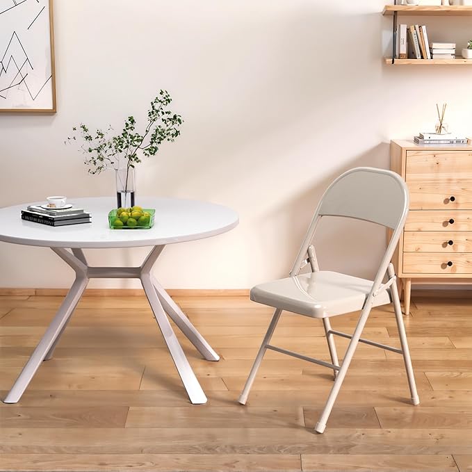 VECELO Metal Folding Chairs 4 Pack, Double Hinged Steel Frame Easy - Image 4