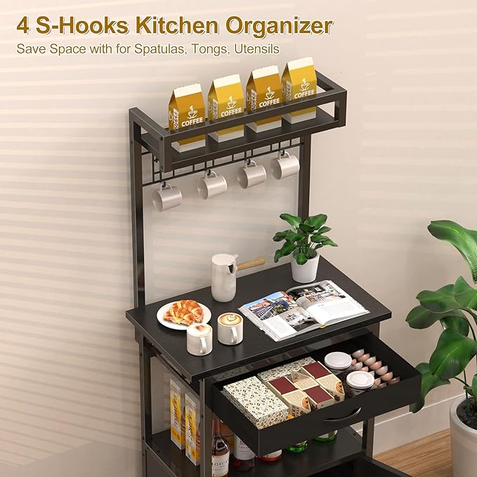 5-Tier Coffee Bar Cabinet & Microwave Stand - Image 7