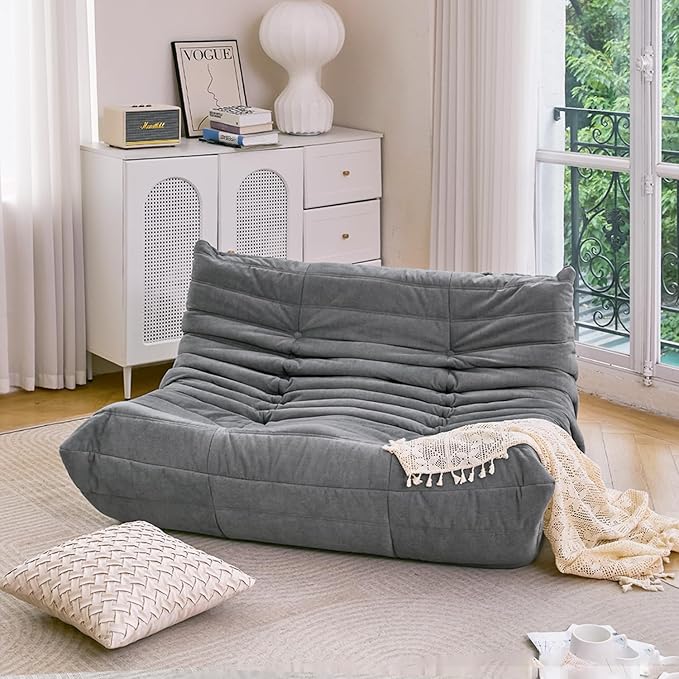 N&V Fireside Chair, Mid Century Armless Floor Sofa, Soft Premium Microfiber by NV