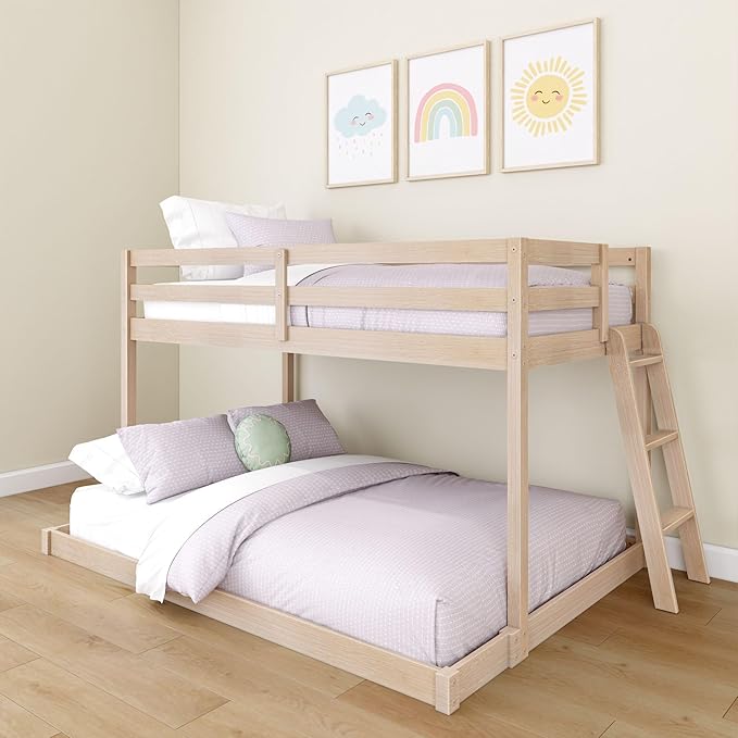 Grain & Grove Bear Twin Over Full Bunk Bed, Low Bunk Bed Frame by GrainGrove