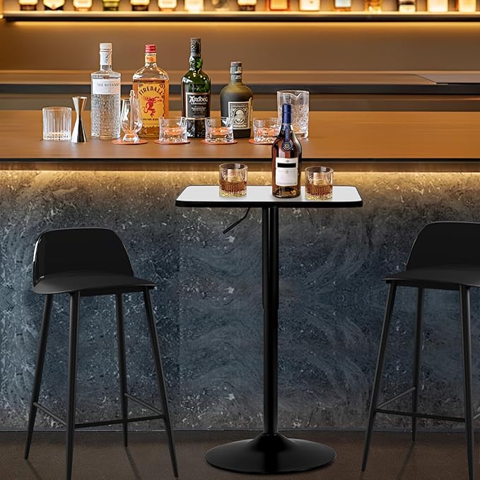 Athena Collection Modern Bar Table Square Top Height Adjustable, Tall Bistro - Image 2