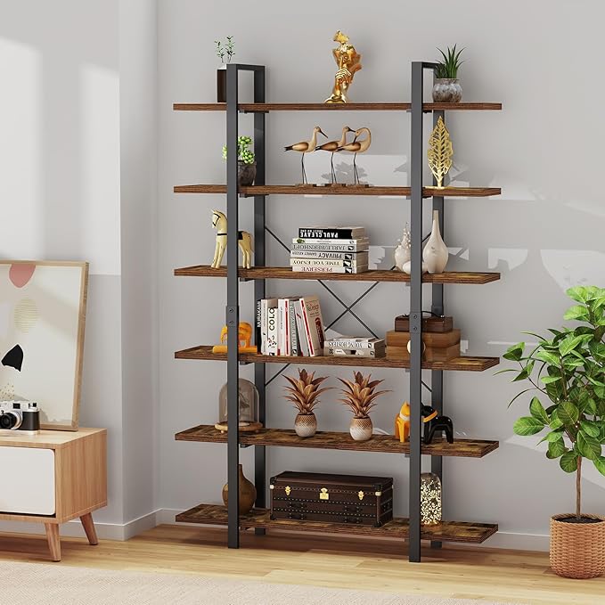 FRAPOW Bookshelf, 6 Tier Book Shelf 83Inch Tall Bookcase, Industrial Large - Image 6